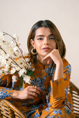 Ayla Studio Stitched PRINTED ESSENTIAL 2PC CO-ORD - Saffron Yellow