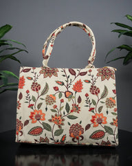 Fineur Canvas Tote Bags Beige Multiflower