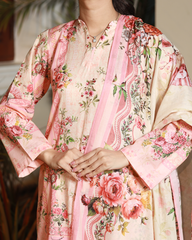 Chameli Studio-Peachy Mist Lawn Digital Print 3 Piece Unstitched Suit-WRTS-0015