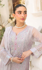 Lamhay By Shamooz Unstitched 3 Piece Luxury Chiffon Formals Suit-Lilac Ash SU-156