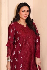 Tabeer By Mariam Malik Unstitched 3 Piece Summer Collection'2025-Garnet Rose