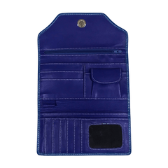 Leather long crocodile wallet 3 folds Blue - Bag X