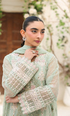 Lamhay By Shamooz Unstitched 3 Piece Luxury Chiffon Formals Suit-Lime Green SU-157