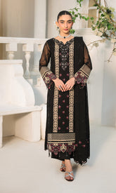 Lamhay By Shamooz Unstitched 3 Piece Luxury Chiffon Formals Suit-Siyah SU-155