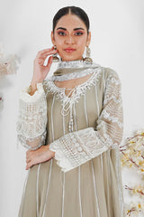 Manahils Stitched Formals Kurti 121-Crimson Glow- Light Brown