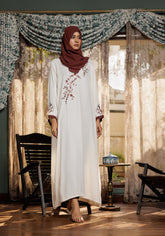 Hijabi.Pk Cream Embroidery Abaya | Serene Threads