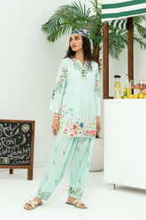 Raha By Amal Stitched Co Ords Cambric Vol-01 Collection'2025-Cyan