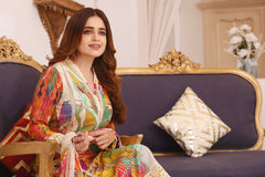 Feathers Unstitched 3 Piece Digital Printed Lawn Summer Suit-RAZEL BERRY-NJL040