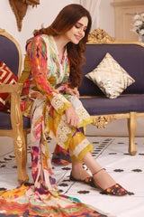 Feathers Unstitched 3 Piece Digital Printed Lawn Summer Suit-RAZEL BERRY-NJL040