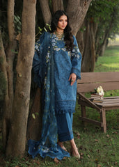 Tales Of Petals By Sardinia Unstitched 3 Piece Luxury Summer Suit-BLUE BLOSSOMS