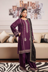 Modern Modesty By G Basics Gulmina Stitched 3 Piece Winter Suit-LILAC (3PC)