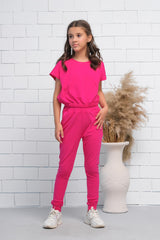 Sprinkles Stitched 2 Piece Summer Co Ord Sets Kids Collection'2025-Pink 2Pcs Cord Set with Short Sleeves Shirt and Trouser