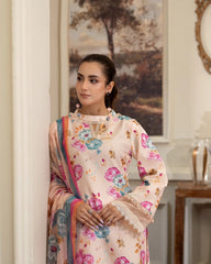 Summer Scent By Nine Needles Stitched 3 Piece Summer Suit-Peach Sorbet-NP-01