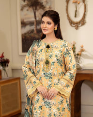 Summer Scent By Nine Needles Stitched 3 Piece Summer Suit-Amber Lily-NP-03
