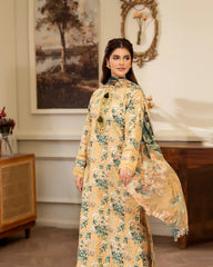 Summer Scent By Nine Needles Stitched 3 Piece Summer Suit-Amber Lily-NP-03
