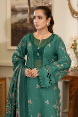 Summer Scent By Nine Needles Stitched 3 Piece Summer Suit-Emerald Dream-NP-09
