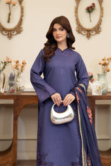 Summer Scent By Nine Needles Stitched 3 Piece Summer Collection'2025-Violet Bloom-NP-11
