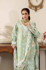 Summer Scent By Nine Needles Stitched 3 Piece Summer Suit-Mint Blossom-NP-04