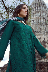 Gulmina Unstitched 3 Piece Luxury Lawn Vol-02 Suit-Emerald Drape With Long Shirt