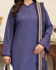 Summer Scent By Nine Needles Stitched 3 Piece Summer Collection'2025-Violet Bloom-NP-11
