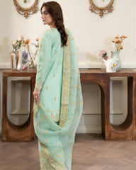 Summer Scent By Nine Needles Stitched 3 Piece Summer Suit-Dewdrop Green-NP-13