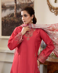 Summer Scent By Nine Needles Stitched 3 Piece Summer Suit-Scarlet-NP-10