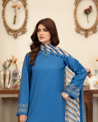Summer Scent By Nine Needles Stitched 3 Piece Summer Collection'2025-Blue Orchid-NP-08
