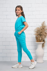 Sprinkles Stitched 2 Piece Summer Co Ord Sets Kids Collection'2025-Blue 2Pcs Cord Set with Short Sleeves Shirt and Trouser