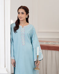 Flutterby Stitched 2 Piece Cotton Satin Winter Collection'2025-Areeba - sb