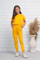 Sprinkles Stitched 2 Piece Summer Co Ord Sets Kids Collection'2025-Yellow 2Pcs Cord Set with Short Sleeves Shirt and Trouser