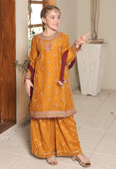 Gota Kinari By Shanzey Stitched 3 Piece Kids Festive Formals Suit-SHK-5501-Mustard