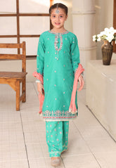 Gota Kinari By Shanzey Stitched 3 Piece Kids Festive Formals Suit-SHK-5506-Sea Green