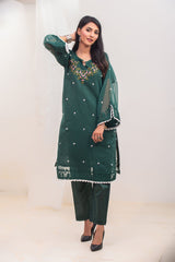 Silcot Stitched Summer Suit-Elite Rich Emerald Embroidered outfit