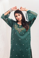 Silcot Stitched Summer Suit-Elite Rich Emerald Embroidered outfit