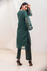 Silcot Stitched Summer Suit-Elite Rich Emerald Embroidered outfit