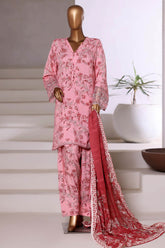 Malika By Sada Bahar Stitched 3 Piece Viscose With Farshi Shalwar Vol-02 Suit-MVF-562-Pink