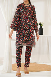 Aizal Stitched Embroidered Co Ords Suit-ACO-566-Black