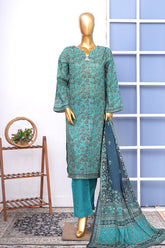 Bin Saeed Stitched 3 Piece Exclusive Printed Lawn Vol-18 Suit-LSM-3457-GREEN