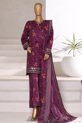 Malika By Sada Bahar Stitched 3 Piece Khaddar Vol-02 Suit-MK-5759-Purple