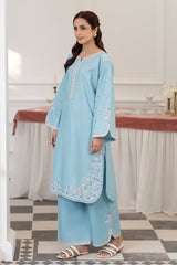 Flutterby Stitched 2 Piece Cotton Satin Winter Collection'2025-Areeba - sb