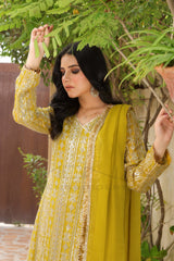 Manahils Stitched Formals Kurti 122-Divine- Mustard