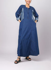 Hijab Ul Hareem Denim Front-Close Zipper Abaya - 0119-R-981