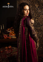 Asim Jofa Kashmiri Taanka - Embroidered Shawl collection Ajkt-05 Embroidered Slub Raw Silk 3 Pcs