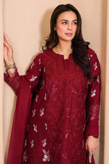 Tabeer By Mariam Malik Unstitched 3 Piece Summer Collection'2025-Garnet Rose
