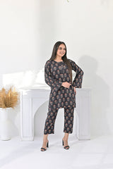 Silcot Stitched Summer Suit-black floral ensemble