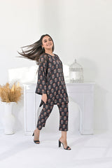 Silcot Stitched Summer Suit-black floral ensemble