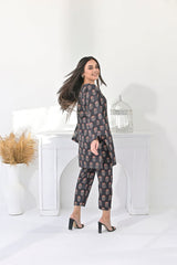 Silcot Stitched Summer Suit-black floral ensemble