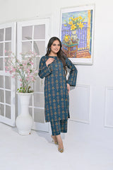 Silcot Stitched Summer Collection'2025-Elegant Teal & Gold Ensemble