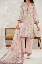 Aizal Stitched 3 Piece Printed Lawn Suit-D-644-Pink