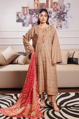 Modern Modesty By G Basics Gulmina Stitched 3 Piece Winter Suit-STONE GRAY (3PC)